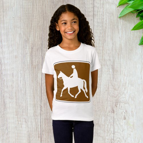 Horse Riding Road Sign Girls T_Shirt