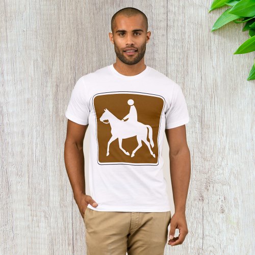 Horse Riding Road Sign Mens T_Shirt