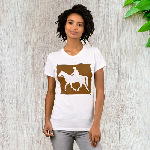Horse Riding Road Sign Womens T_Shirt