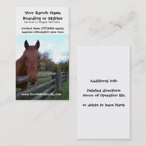 Horse Riding Stables or Boarding Services Business Card Zazzle
