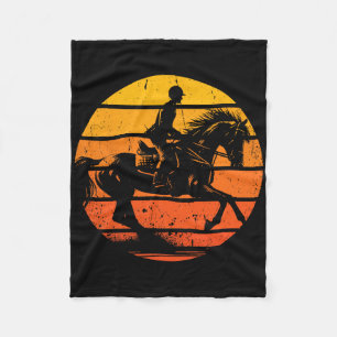 Horse Riding Sunset Equestrian Horse Rider Fleece Blanket