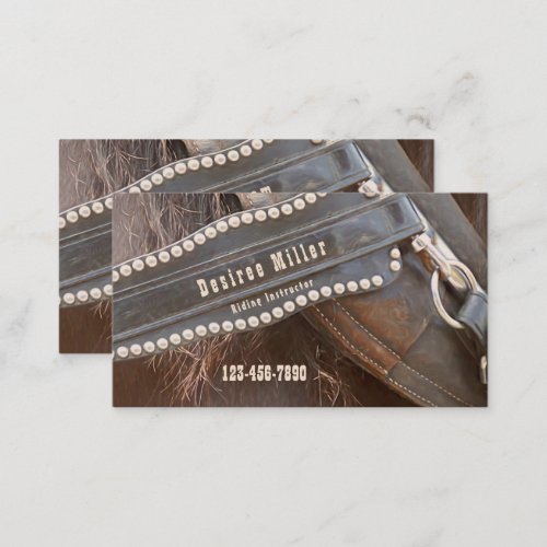 Horse Riding Trainer Rustic Brown Western Business Card