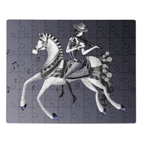 Horse Riding Violinist Gray Puzzle