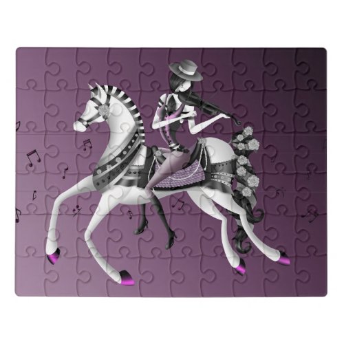 Horse Riding Violinist Pink Puzzle