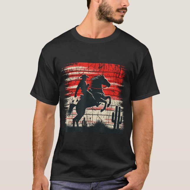  Horse Riding Western Rodeo T-Shirt (Front)