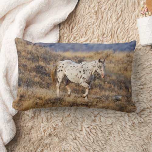 Horse Roaming the Scenic Hills of the Big Horn Lumbar Pillow