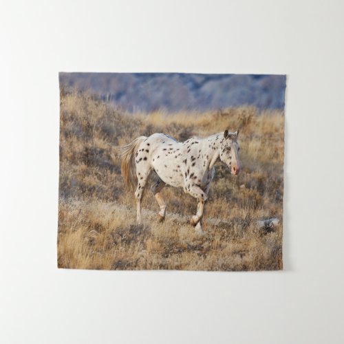 Horse Roaming the Scenic Hills of the Big Horn Tapestry