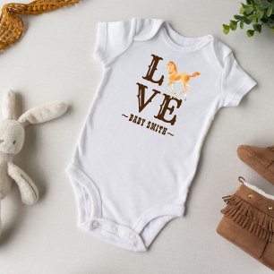 Horse rodeo cowboy baby gifts personalized name  bodysuit
