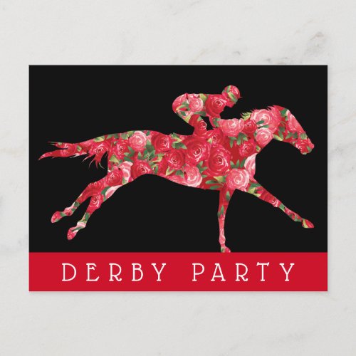 Horse Roses Derby Race Party Black Postcard