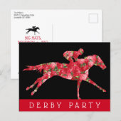 Horse Roses Derby Race Party Black Postcard | Zazzle
