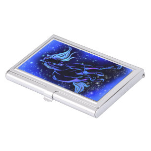 Horse Running At Blue Night Business Card Case