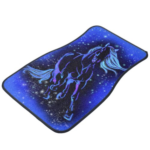 Horse Running At Blue Night Car Floor Mat