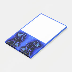 Horse Running At Moonlight Blue Post-it Notes