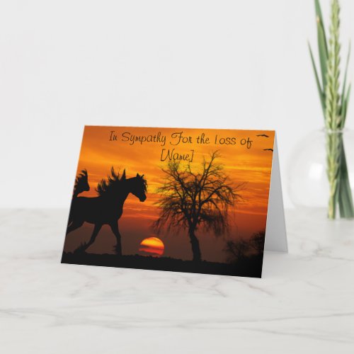 Horse Running Free at Sunset Card