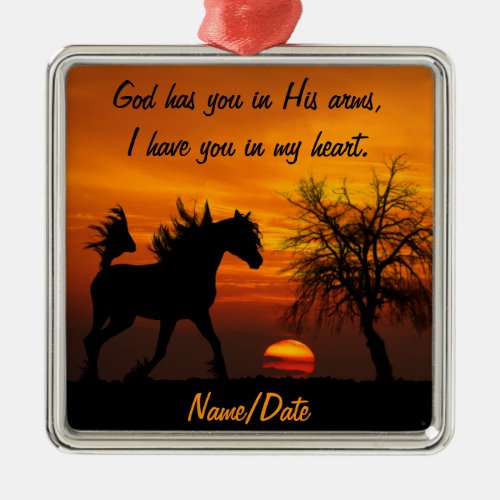 Horse Running Free at Sunset Metal Ornament