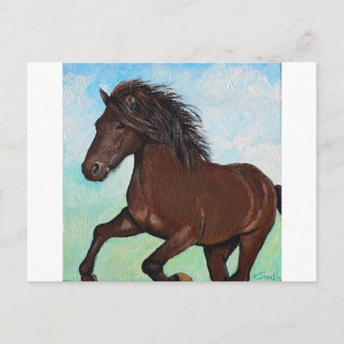 Horse Running Free Painting Postcard