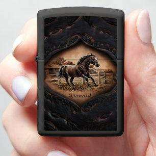 Horse Running in Field Zippo Lighter