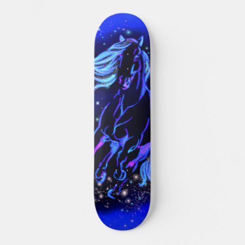 Horse Running In Moonlight Starry Night Skateboard