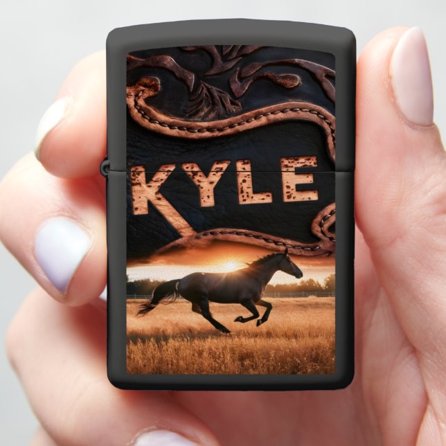Horse Running on Farm Zippo Lighter (In Hand)