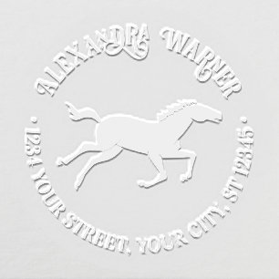 Horse Running Silhouette #2 Name Return Address Embosser