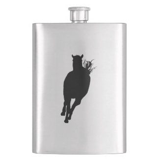 Horse Running Silhouette Flask
