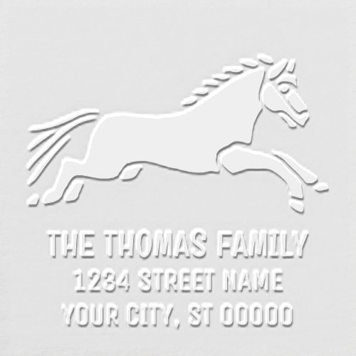 Horse Running Silhouette Return Address Embosser