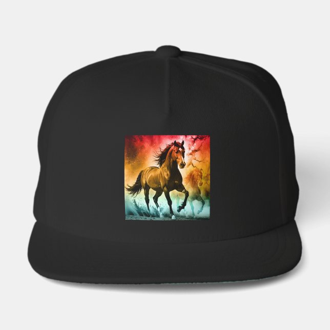 Horse running  snap back hat (Front)