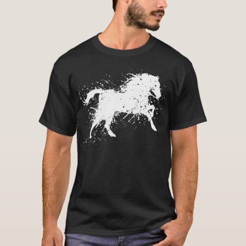 Horse Running Splatter Artistic  T_Shirt