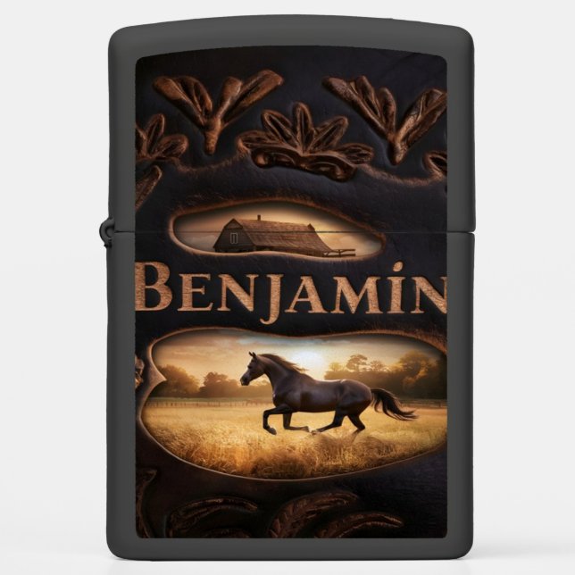 Horse Running Through Field Zippo Lighter (Front)
