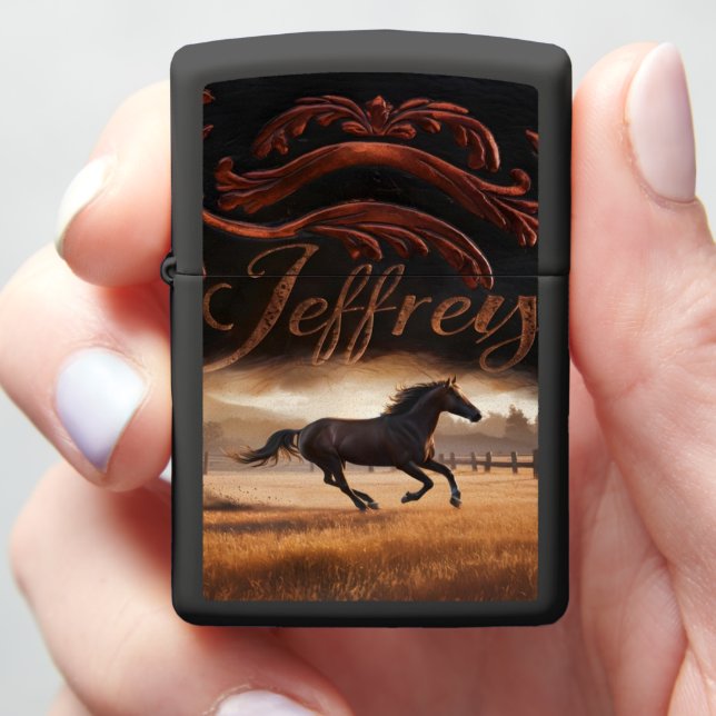 Horse Running Through Field Zippo Lighter (In Hand)