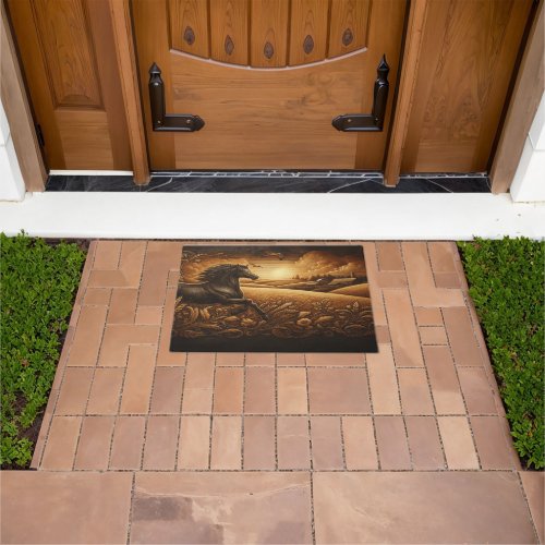 Horse Running Through Fields Doormat