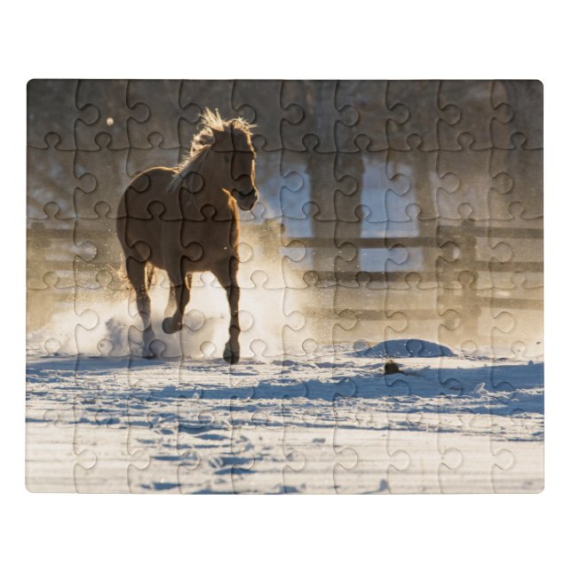 Horse Running Through the Snow Jigsaw Puzzle (Puzzle Horizontal)