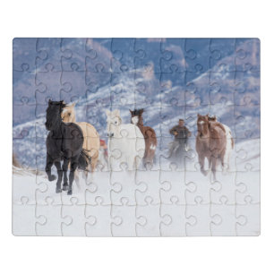 Horse Running Through the Snow Jigsaw Puzzle