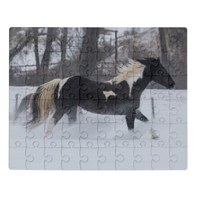 Horse Running Through the Snow Jigsaw Puzzle (Puzzle Horizontal)