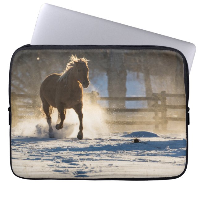 Horse Running Through the Snow Laptop Sleeve (Front)