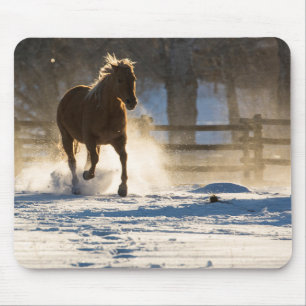 Horse Running Through the Snow Mouse Pad