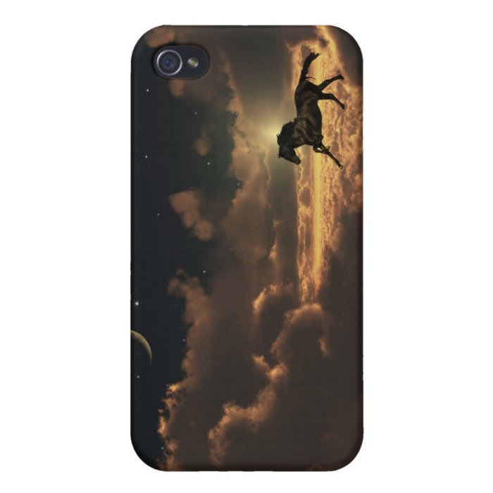 Horse runs on top of Clouds at Night   ip4 case iPhone 4/4S Cases