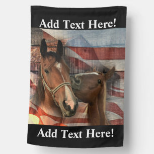 Horse Rustic Barn American Flag