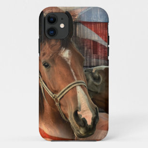 Horse Rustic Barn American Flag iPhone 11 Case