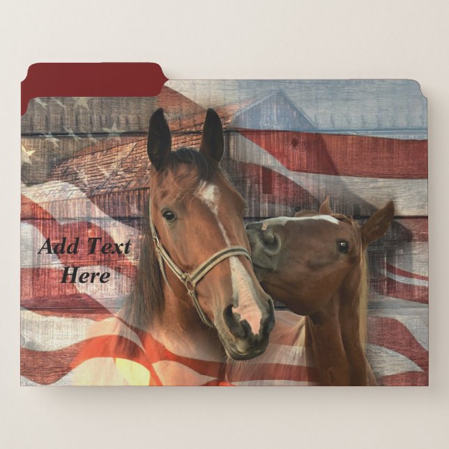 Horse Rustic Barn American Flag File Folder (Front Left)