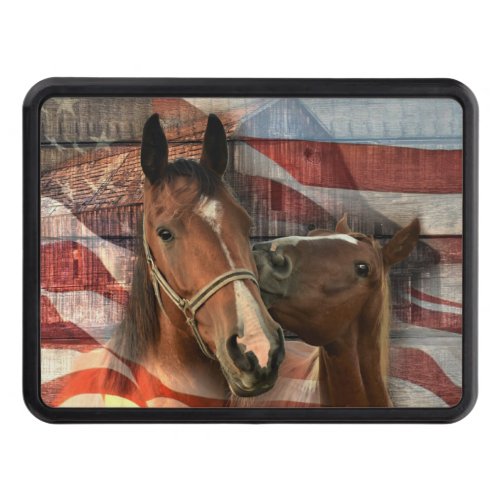 Horse Rustic Barn American Flag Hitch Cover