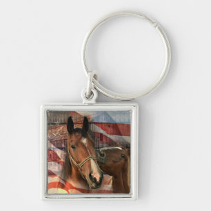 Horse Rustic Barn American Flag Keychain