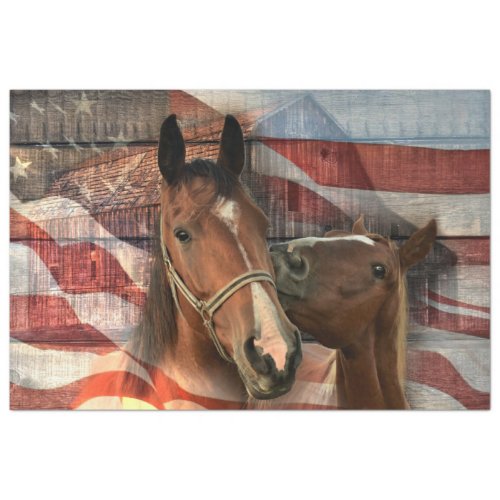 Horse Rustic Barn American Flag Tissue Paper