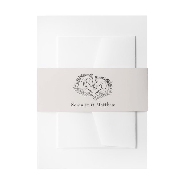 Horse Rustic Ivory Country Western Wedding  Invitation Belly Band (Front Example)