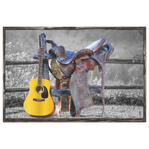 Horse Saddle Corral Fence Guitar Wagon Wheels  Tissue Paper