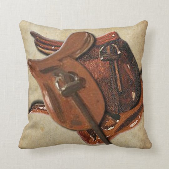 Horse Saddle Equestrian Themed Vintage Decor Throw Pillow