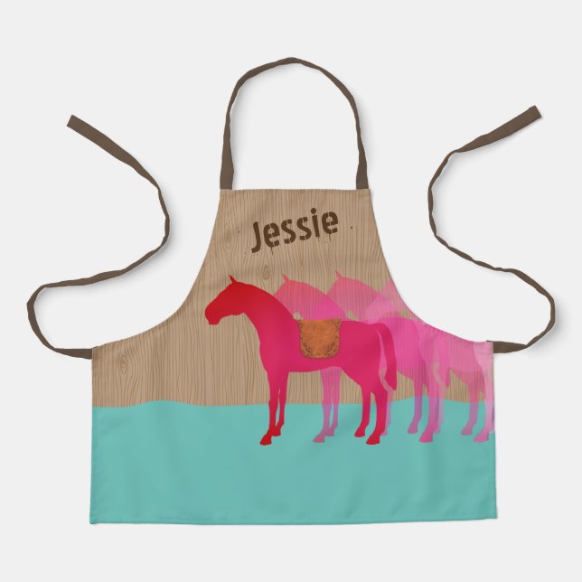 Horse saddle girls cooking crafts personalized apron (Front)