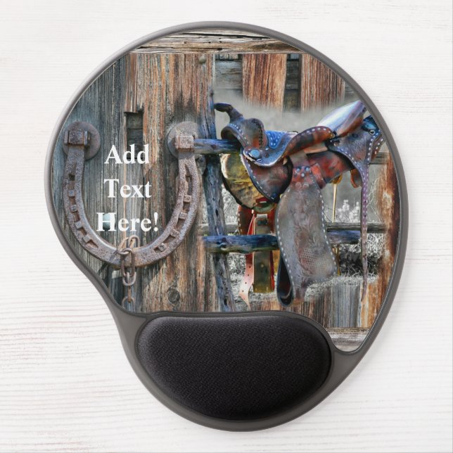 Horse Saddle Horseshoe Rustic Western Gel Mouse Pa Gel Mouse Pad (Front)