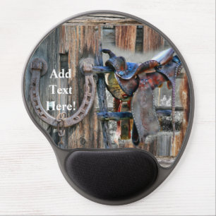 Horse Saddle Horseshoe Rustic Western Gel Mouse Pa Pad