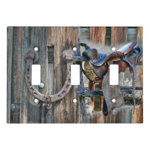 Horse Saddle Horseshoe Rustic Western Light Switch Cover